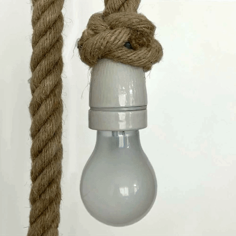 Flax light, Rope lamp by Christien Meindertsma, thomas Eyck.